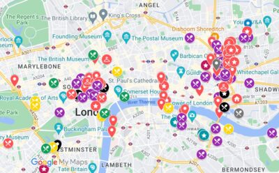 Google Map of London Travel Points