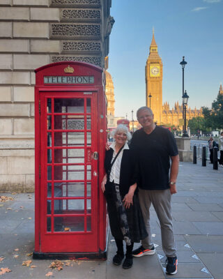 Chuck and Dy and Big Ben - with the iconic London red telephone booth